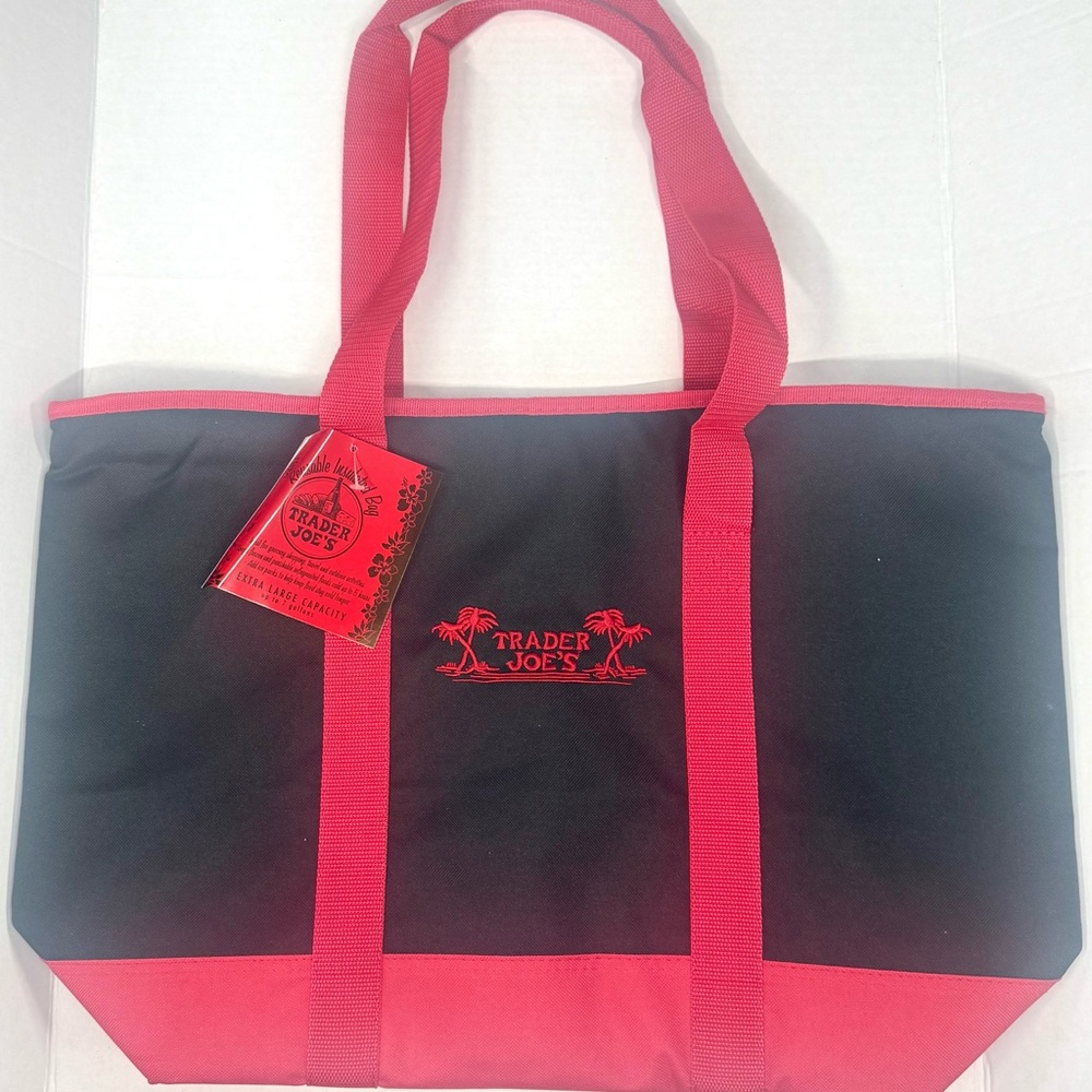 Trader Joe’s Insulated Tote Bag Red Black Large Reusable Cooler